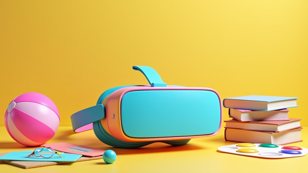 VR headset and summer activities concept